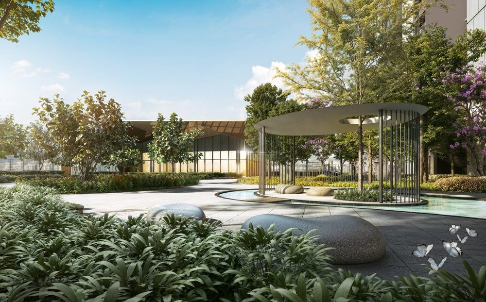 M Aspira floating pavilion over the pool — artist's impression